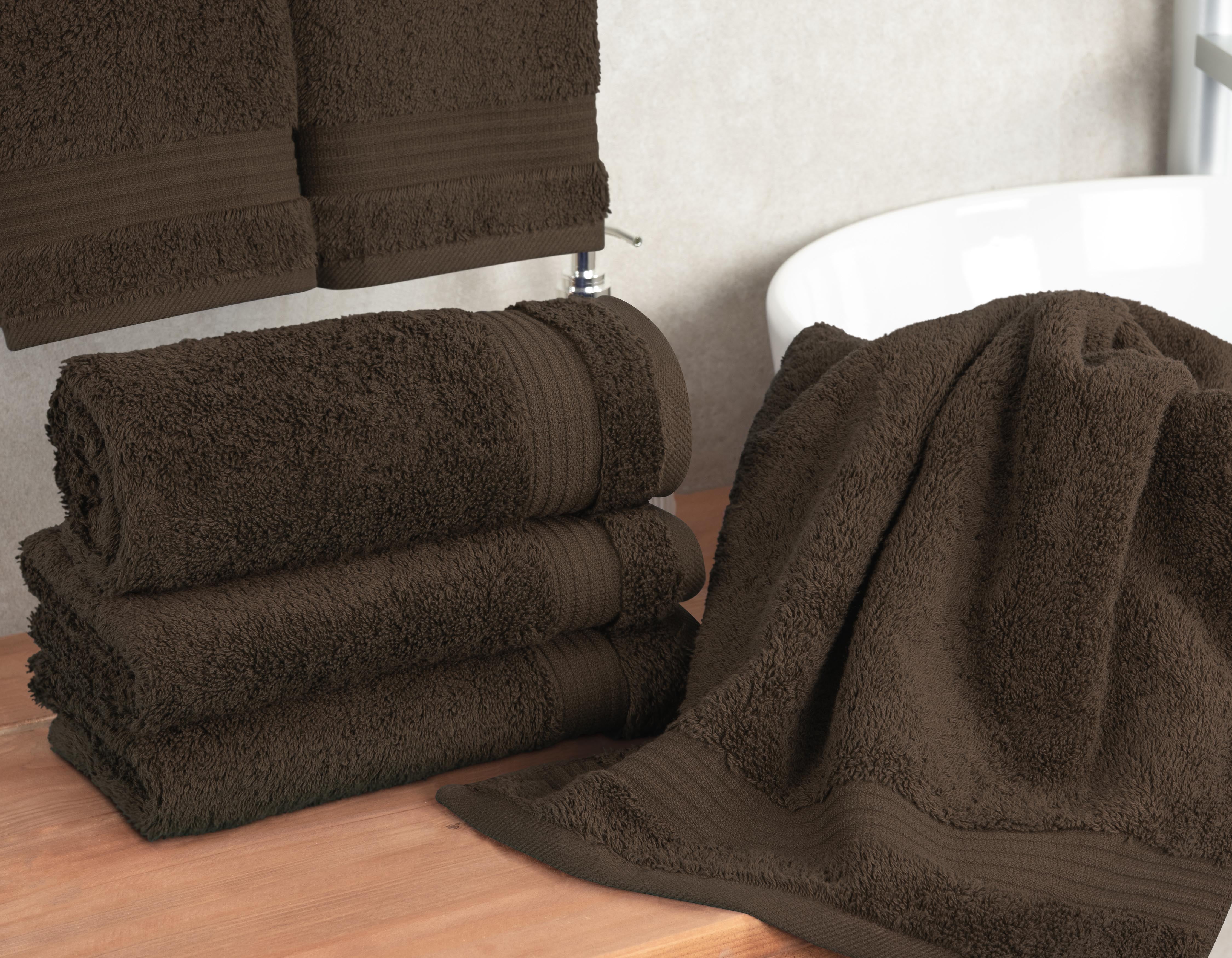 Cotton Paradise 100% Cotton Turkish 4 Piece Hand Towel Set, Soft Absorbent Face Towels Clearance Set, Brown