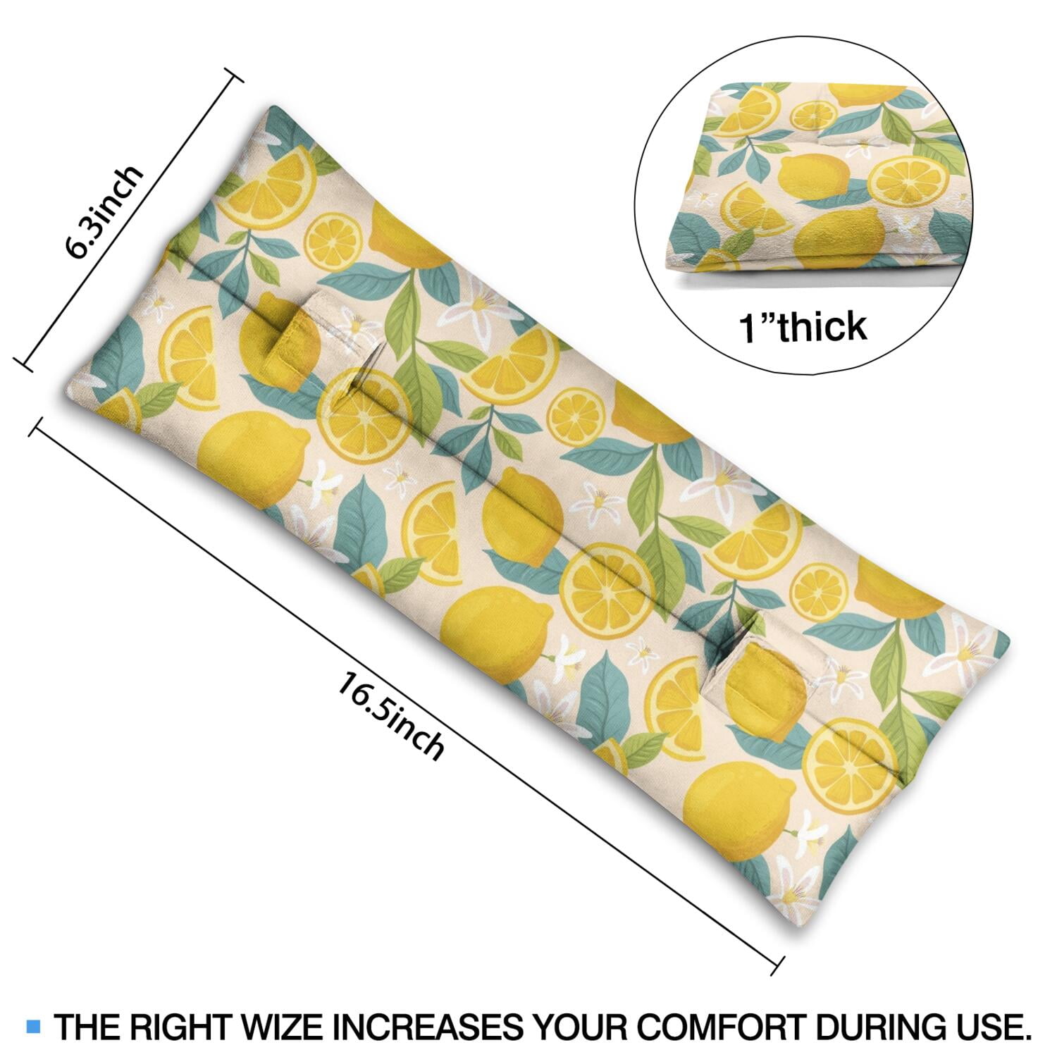 Fresh Lemon Print Seatbelt Pillow - Post-Surgery Mastectomy & Heart Surgery Recovery Cushion - Soft Modern Car Travel Pillow