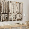 thumbnail image 3 of Brown Farmhouse Wooden Barn Door Kitchen Curtains Country Wood Western Small Short Cafe Window Curtains Rustic Vintage Bathroom Drapes Treatment Tier Curtains 2 Panels (27.5x39 Inch), 3 of 6