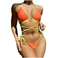 thumbnail image 7 of WREESH Womens Two Piece Swimsuit String Bikini Sets Metal Ring Bikini Set Love Drawstring Bikini Beach Bathing Suit Orange, 7 of 7