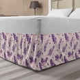 thumbnail image 1 of Watercolor Bed Skirt, Design of Feathers with Paint Blots and Random Stains, Elastic Bedskirt Dust Ruffle Wrap Around for Bedding Decor, 4 Sizes, Indigo Mauve, by Ambesonne, 1 of 2