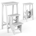 thumbnail image 2 of Resenkos Folding Stool, Step Ladder,3 Tier Step Stool 3 in 1 Folding Ladder Bench-White, 2 of 8