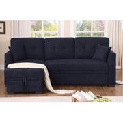 Reversible Sleeper Sectional Sofa with Storage Chaise and Pull Out Sleeper Bed