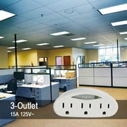 Hyper Tough 3-Outlet Grounded Indoor White Tap with Night Light, 15 Amps