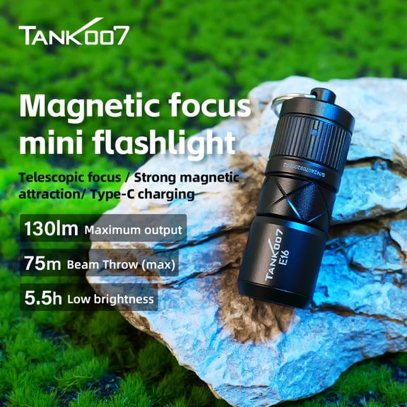 Magnetic focusing keychain flashlight, portable pocket flashlight, rechargeable battery, outdoor emergency lighting, lighting, mechanical repair.