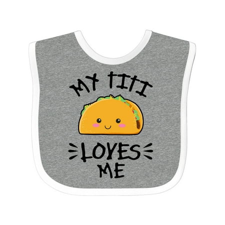 

Inktastic My Titi Loves Me with Taco Illustration Gift Baby Boy or Baby Girl Bib