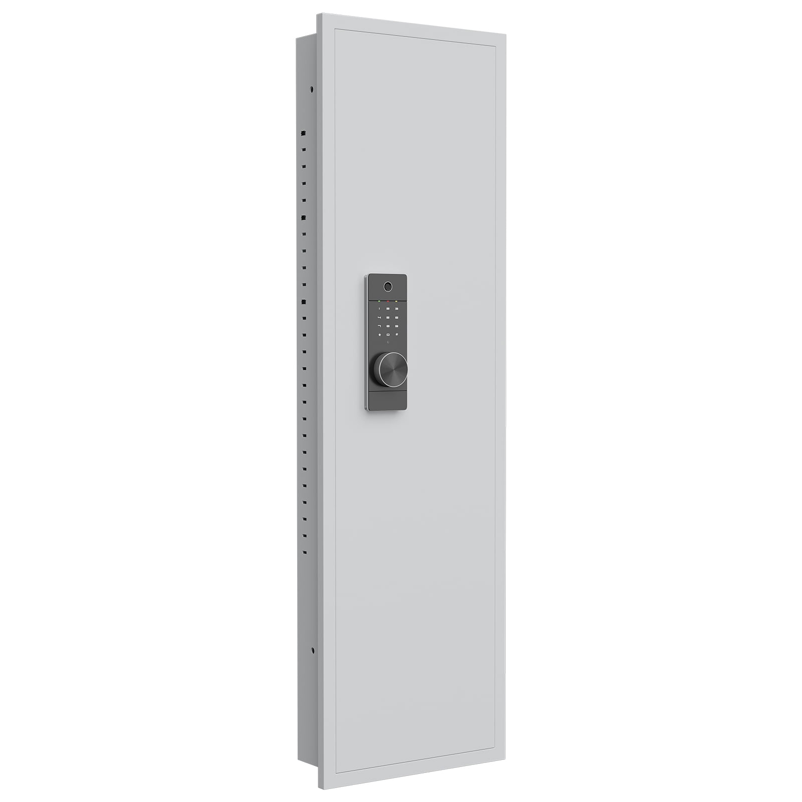 53" Fingerprint Touch Panel In-Wall Safe,Hidden Wall Gun Safe for Rifles with Adjustable Shelves,Assembled Storage Multifunctional Wall Safe for Firearm and Valuables (White-Fingerprint) 17765