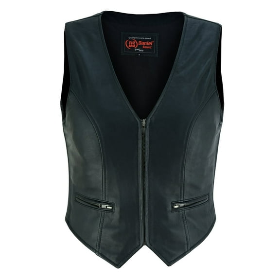 Daniel Smart Women Leather Vest – Cinched leather sides Vest with size adjustment for perfect fit & Multipurpose Pockets