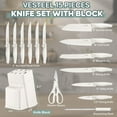 thumbnail image 3 of Vesteel Knife Set for Kitchen with Block, 15 Pcs High Carbon Stainless Steel Kitchen Knife Set with Self Sharpening - White, 3 of 8