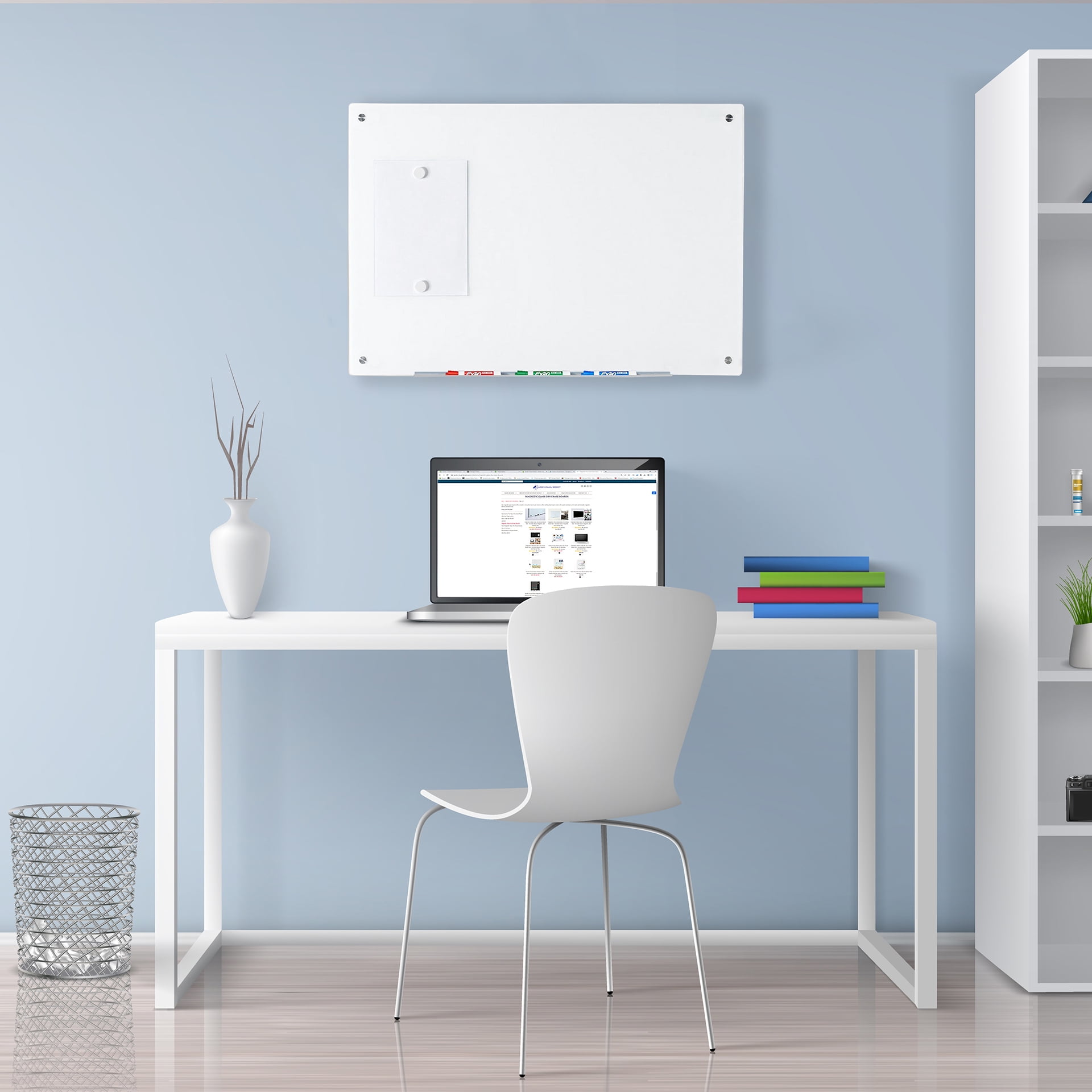 Audio-Visual Direct Glass Dry-Erase Whiteboard Set - 24" H x 36" L - (Magnetic, Ultra White)
