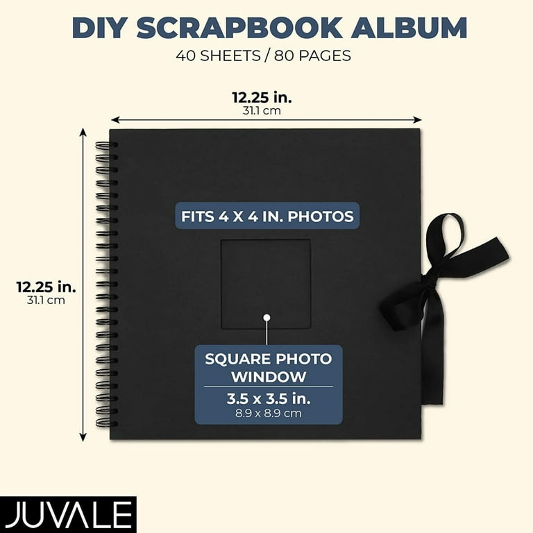 10 x 10 Inch DIY Scrapbook Album Black 80 Pages Photo Album
