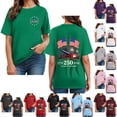 thumbnail image 3 of idosla Womens 250 Anniversary USA Shirt 4th of July Independence Day Anniversary Tops Short Sleeve Shirt USA Olympic Apparel (White, XL), 3 of 8