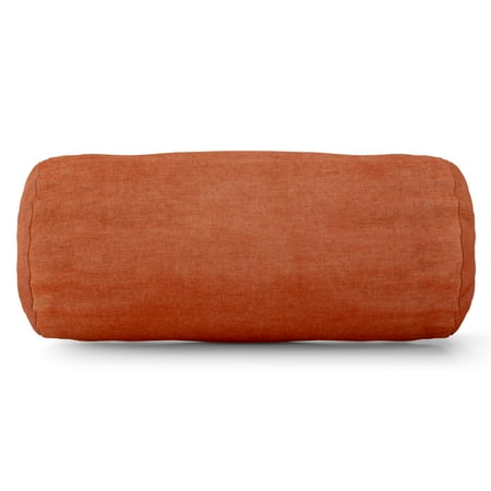 Futon Bolster Pillow - Majestic Home Goods Indoor Orange Villa Velvet Round Bolster Decorative Throw Pillow 18.5 in L x 8 in W x 8 in H
