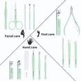 thumbnail image 2 of Manicure Set Professional Nail Clipper Pedicure Set Grooming Kit Gift for Men Husband Boyfriend Parents Women Nail Care with Green Leather Travel Case, 12 PCS, 2 of 7