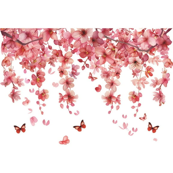 JoyMoreHome Flowers Window Clings Eucalyptus Flower Window Stickers Spring Plant Hanging Vine Floral Leaf Reusable Static Window Decals for Wedding Party Home Decor Supplies