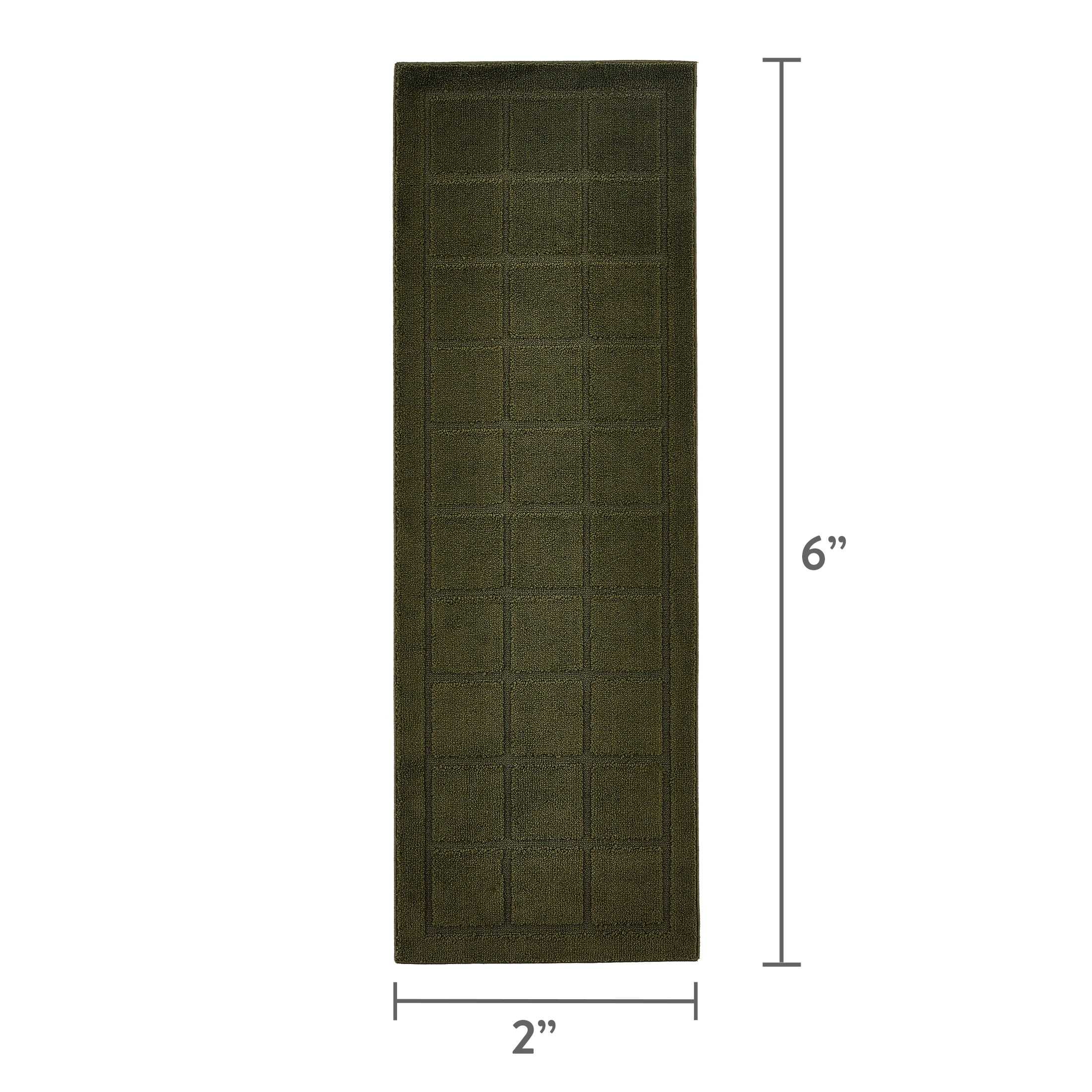 Mainstays Solid High Low Tufted Grid Dark Green Indoor Runner Rug, 2' x 6'