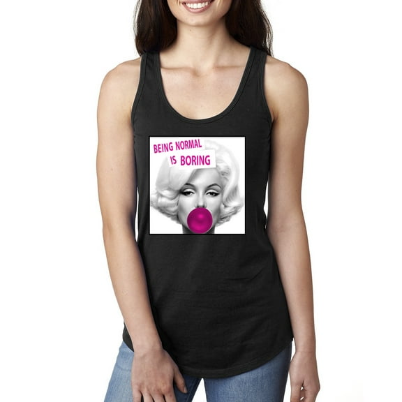 Marilyn Monroe Being Normal is Boring | Womens Famous People Jersey Racerback Tank Top, Black, Small