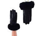 thumbnail image 2 of Guantes de cuero de invierno cálidos para mujer, guantes de ciclismo con pantalla táctil forrados con vellón, resistentes al frío, 2 of 6