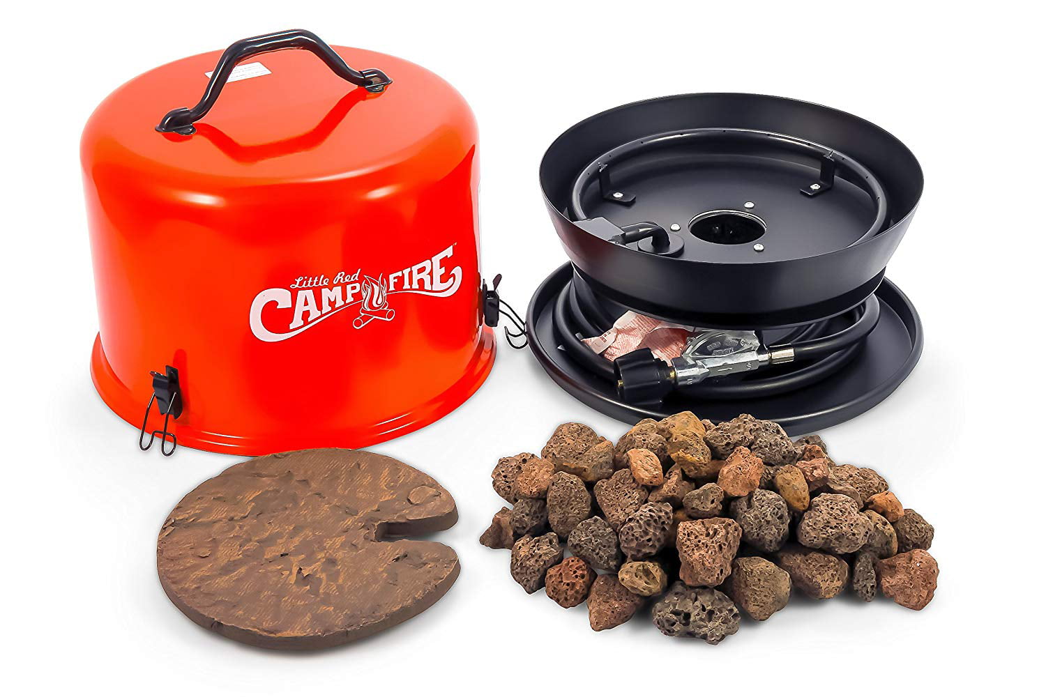 Camco Little Red Campfire 11 25 Inch Portable Propane Outdoor Camp Fire Approved For Rv Campgrounds 65 000 Btu S Includes 8 Foot Propane Hose 58031 Walmart Com