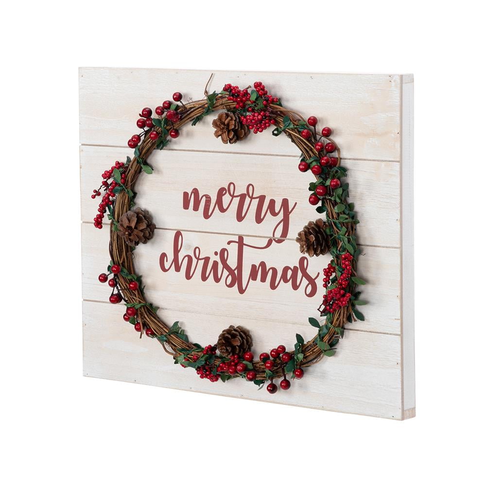 SalonMore Merry Christmas Wall Decor Sign, Hanging Plaque with Ropes