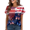thumbnail image 2 of KDDYLITQ States 250th Anniversary Shirts Womens Usa Star Stripes Short Sleeve T-Shirts Usa Flag Crew Neck 4th Of July Tops Athletic Clothes Deep Red L, 2 of 5
