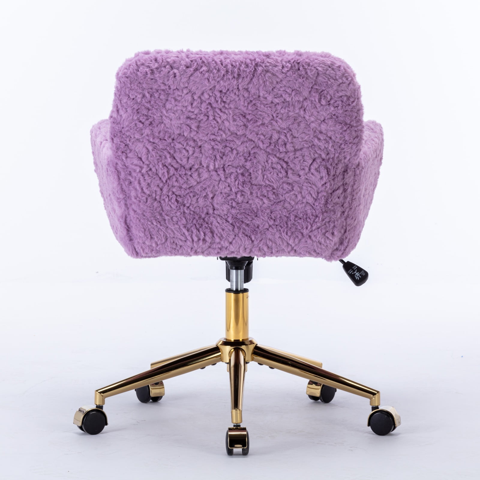 GAKMCIL Artificial Alpaca Wool Home Office Chair, Ergonomic Desk Chair, Vanity Chair with 360 ° Swivel, Arm, Golden Metal, Chassis can be Tilted 40°, 300lb Load for Study, Office, Bedroom (Violet)