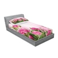 thumbnail image 2 of Ambesonne Flower Fitted Sheet & Pillow Sham Set, Spring Season Roses Buds, Twin, Pink and Green, 2 of 2