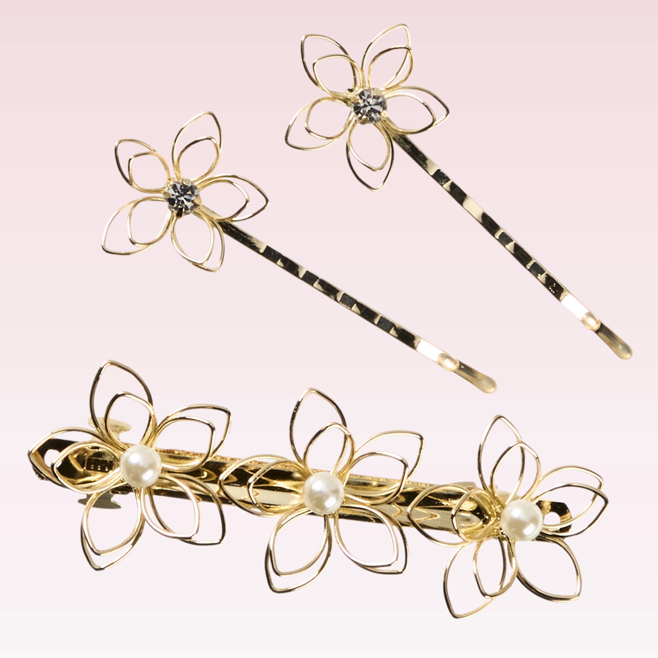 Scunci by Conair Flower Bobby Pins, Gold Tone, All Hair Types, 3 Count