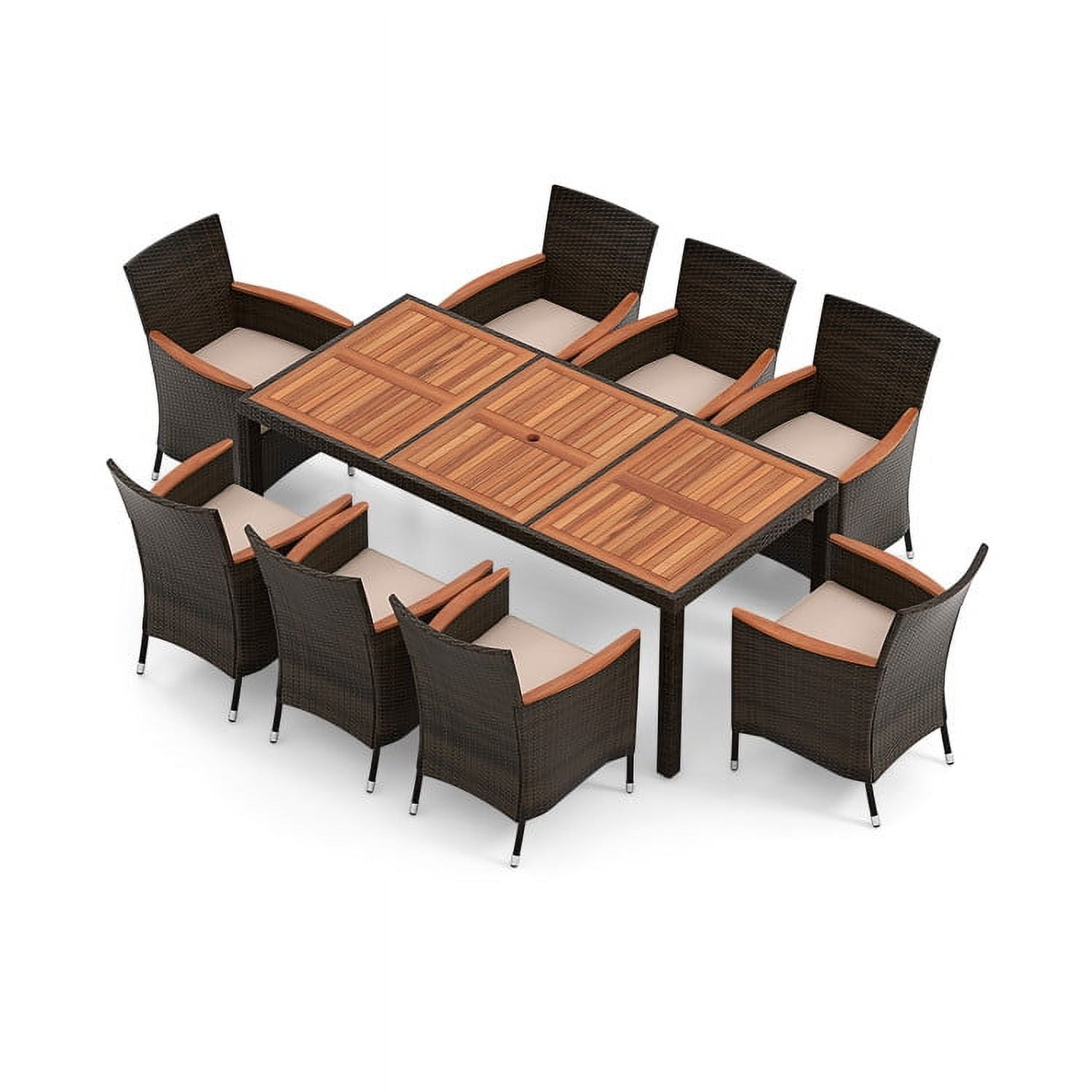 Aimee Lii 9 Pieces Patio Furniture Sets, Outdoor Dining Set with 15" Double-Sided Twin Patio Umbrella, Red Aimee Lii 9 Pieces Patio Furniture Sets, Outdoor Dining Set with 15" Double-Sided Twin Patio Umbrella, Red