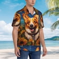 thumbnail image 3 of Pofeuu Artistic Sunflower Corgi Print Hawaiian Shirt for Men Sleeves Casual Button Down Summer Beach Dress Shirts T-Shirts,3X-Large, 3 of 7