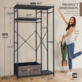 thumbnail image 2 of CAPHAUS 550lbs Capacity Garment Rack for Hanging Clothes, Heavy Duty Metal Open Wardrobe w/Hanging Rods & Drawers, Free Standing Closet Organizer, Metal Closet w/Wooden Boards, Black Vintage Board, 2 of 9