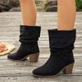 thumbnail image 6 of Willtoo Women's Faux Suede Ankle Boots, Slouchy Ruched Chunky Heel Booties, Round Toe Comfortable Pull-On Casual Shoes, 6 of 6