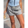 thumbnail image 3 of Musuos Women’s Casual Plaid Shorts Button Front Elastic Waist Lounge Shorts Summer Bottoms Boxer Shorts, 3 of 8