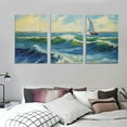 thumbnail image 3 of Nawypu  Extra Large Seascape at Saintes Maries by Vincent Van Gogh Reproduction Giclee Canvas Prints Ocean Sea Pictures on Canvas Wall Art 12''x16''X3 Panels, 3 of 4