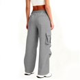 thumbnail image 7 of Wide Leg Cargo Sweatpants for Women High Waist Drawstring Baggy Lightweight Fleece Winter Track Pants with Muti Pockets Gray, 7 of 7