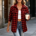 thumbnail image 5 of Jovrlynd Womens Flannel Shirt Plaid Button Down Collared Long Sleeve Fall Shirt Shacket with Pockets, S-2XL, 5 of 8