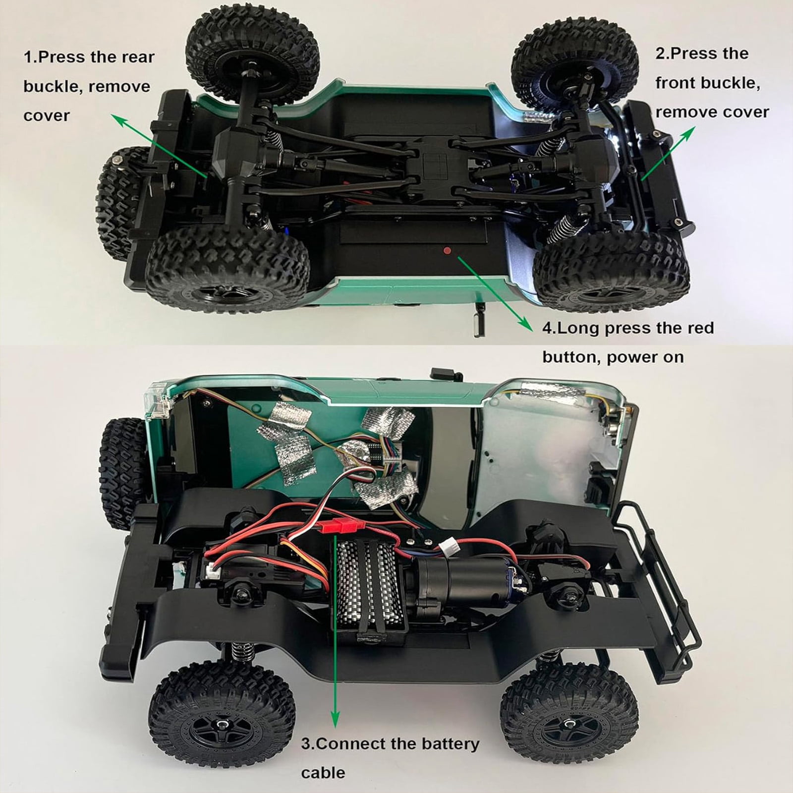 RC Rock Crawler 4x4 RC Jeep Truck 1/18 Scale Remote Control Crawler All Terrain 370 Motor 3 Speeds Lighting System‌ Hobby Model for Adult