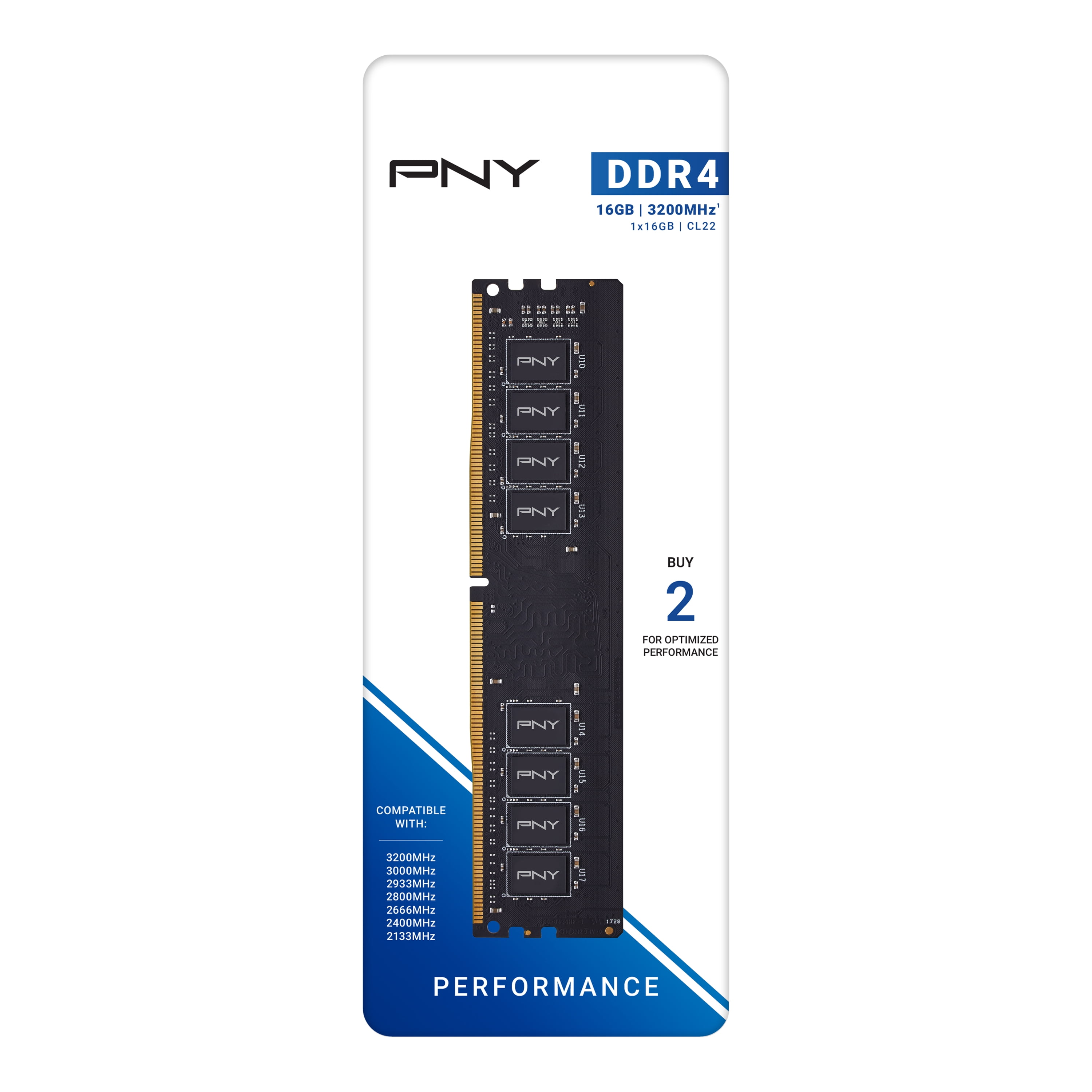PNY Performance 16GB DDR4 3200MHz (PC4-25600) CL22 1.2V Desktop Memory