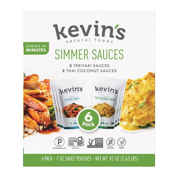 Kevin's Natural Foods Simmer Sauces Variety Pack, 7 Ounce (Pack of 6)