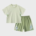 thumbnail image 2 of Kogui Kids Athletic Short Sleeve T-Shirt & Shorts Set, Sport Activewear for Boys Girls Breathable Summer Outfit 8T 9T (Green,8-9 Years), 2 of 5