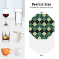 thumbnail image 6 of Lsque Green Squares Pattern 4" Drink Coasters Set of 4, PVC Leather Absorbent Coasters, Table Coaster Set Decorative Coffee Cup Coasters Housewarming Gift -Octagon, 6 of 6