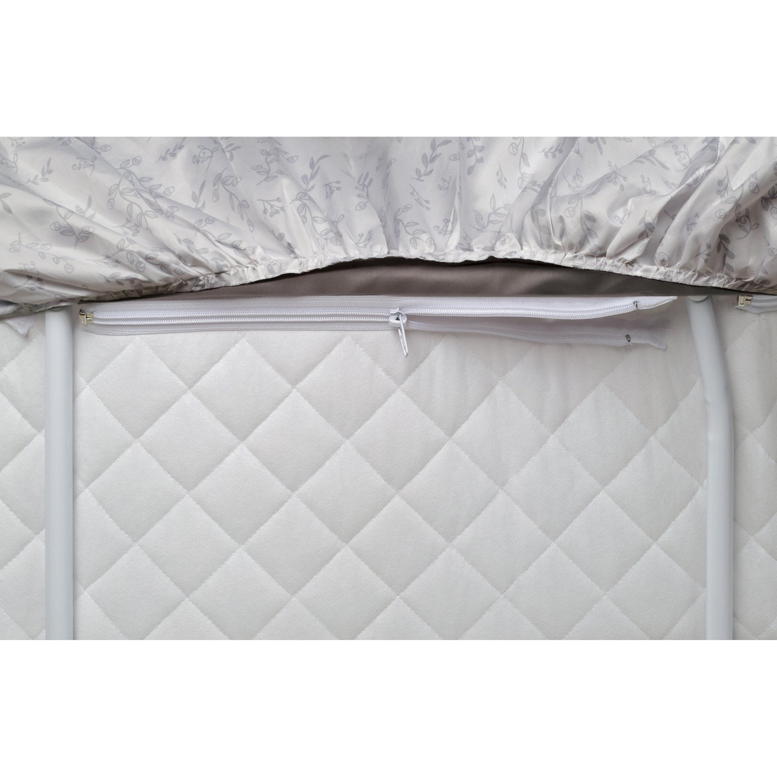 Badger Basket Wishes Oval Baby Bassinet - Full Length Skirt - Gray/Leaf