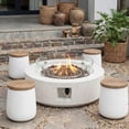 thumbnail image 3 of MOALCOFER Outdoor Side Table with Wood Grain Top,Round White Patio Accent Table, 3 of 8
