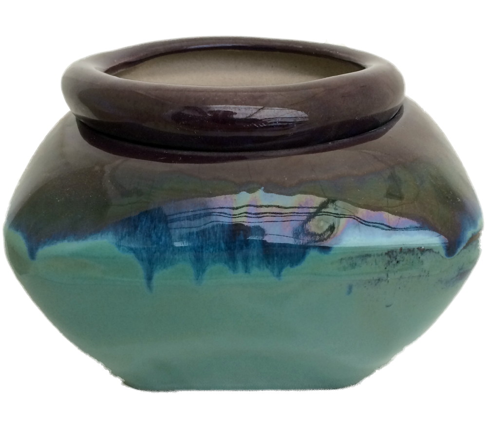 Premium Self Watering Glazed Ceramic Pot Blended Square 4 3/4" x 7