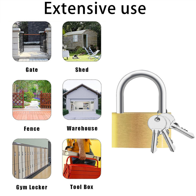 Shiyi Solid Brass Padlock with Keys, 2.36 Inches photo 6