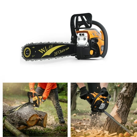 Xnigf 63CC 20-Inch Gas Chainsaw, 2-Stroke Handheld Petrol Chain Saw with Anti-Vibration Handle & Automatic Oiling System for Wood Cutting and Logging