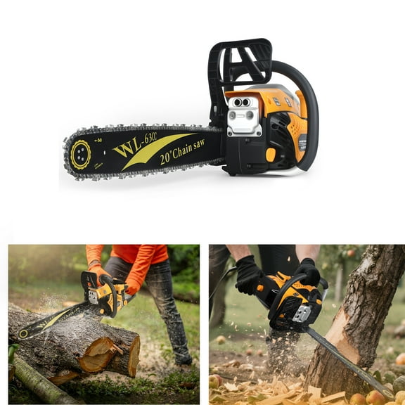 Xnigf 63CC 20-Inch Gas Chainsaw, 2-Stroke Handheld Petrol Chain Saw with Anti-Vibration Handle & Automatic Oiling System for Wood Cutting and Logging