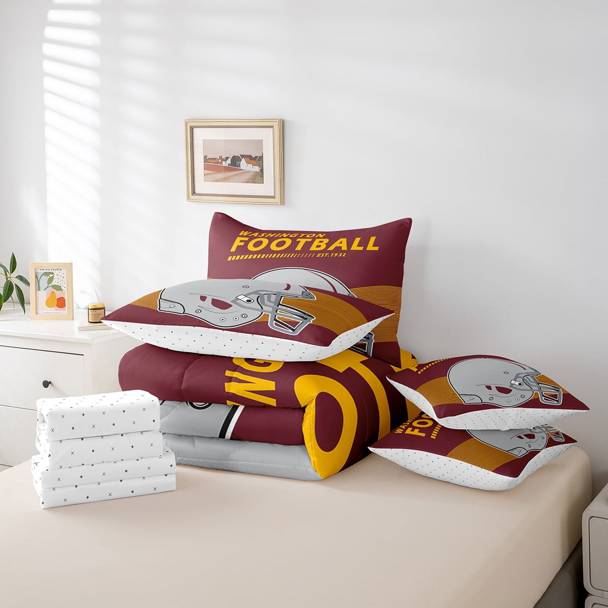American Football Comforter Set with Sheets Sports Helmet