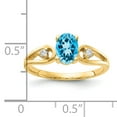thumbnail image 3 of Primal Gold 14 Karat Yellow Gold 7x5mm Oval Blue Topaz and AAA Diamond Ring, 3 of 7