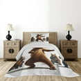 thumbnail image 3 of Ambesonne Funny Bear Quilted Coverlet 2 Pcs, Dancing Huge Glasses, Twin Size, Chocolate White, 3 of 4